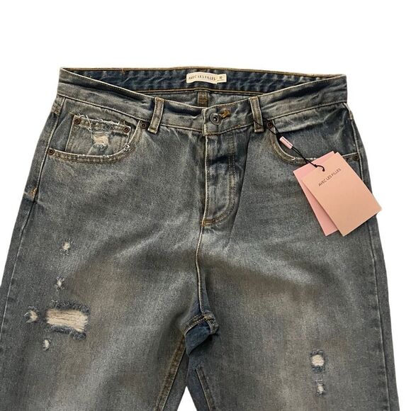 AVEC LES FILLES Distressed Straight Leg Jeans Size 30 - Picture 3 of 4
